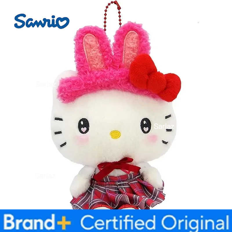 Sanrio Kuromi Hellokitty Kawaii Plush Toy Keychain Cartoon Cherry Blossom Heisei Black Skin Spicy Girl Folding Skirt Bag Pendant H251225
