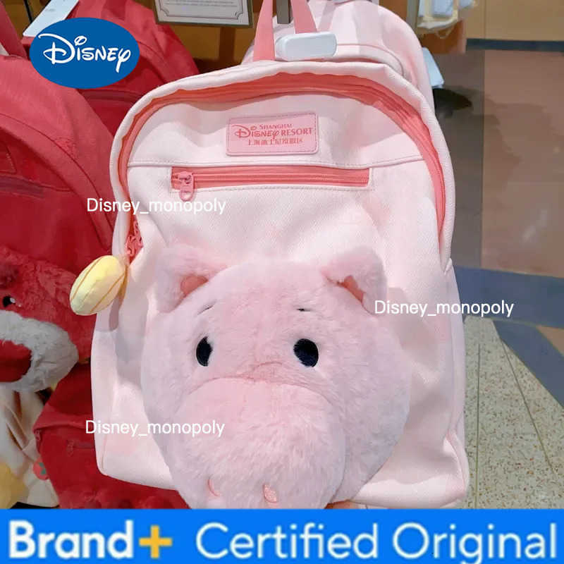 Disney Cartoon Pig Backpack Cute Cartoon Large Capacity Plush Doll Schoolbag Animation Peripheral Products Girl Birthday Gift H251225