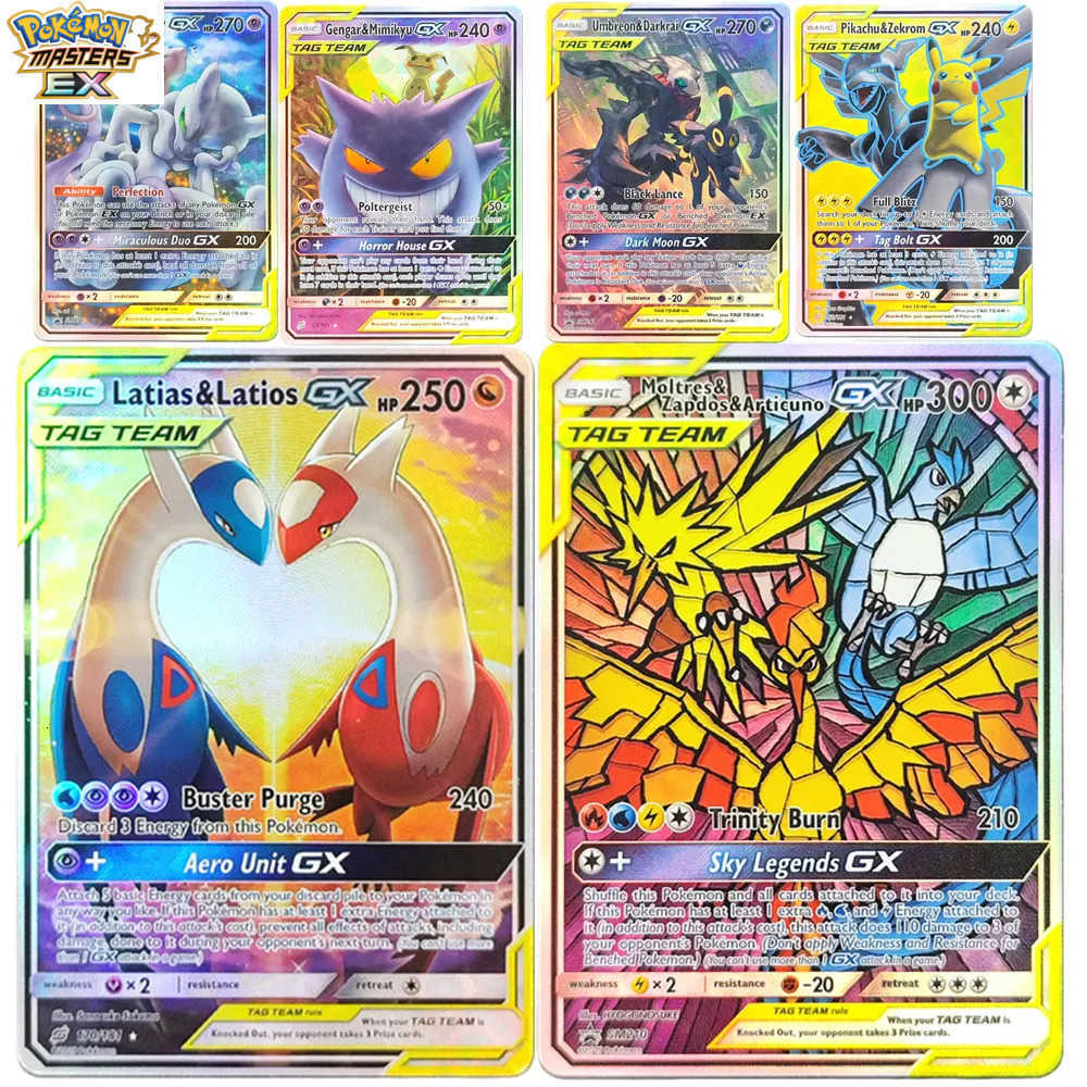 DIY Pokemon PTCG Card TAG TEAM Latias Latios Gengai Mimikyu Mewtwo Mew Moltres Zapdos Articuno GX Trading Card Game L251225H6TK