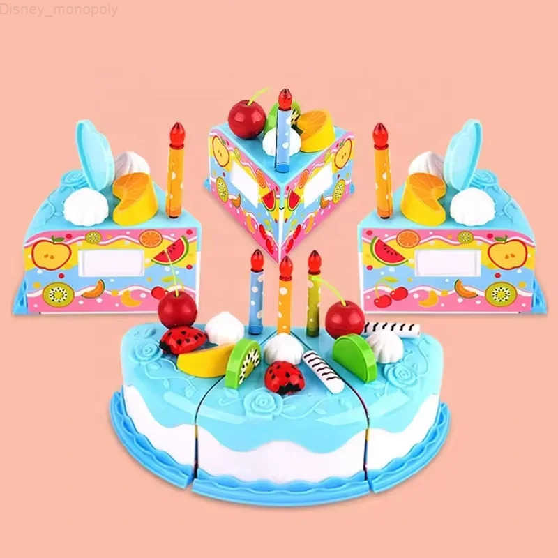 Disney Kids Toy Simulation DIY Birthday Cake Model Kitchen Pretend Play House Cutting Fruit Food Toy for Toddler Children Gift Boy Girl H251225