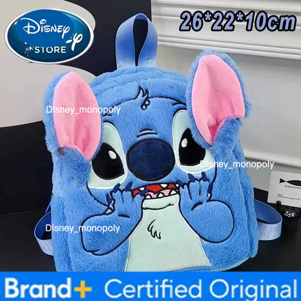 Disney New Plush Backpack Ins Japanese Blue Stitch Funny Cartoon Large-Capacity Student Backpack Kindergarten Bag Child Gift H2512251