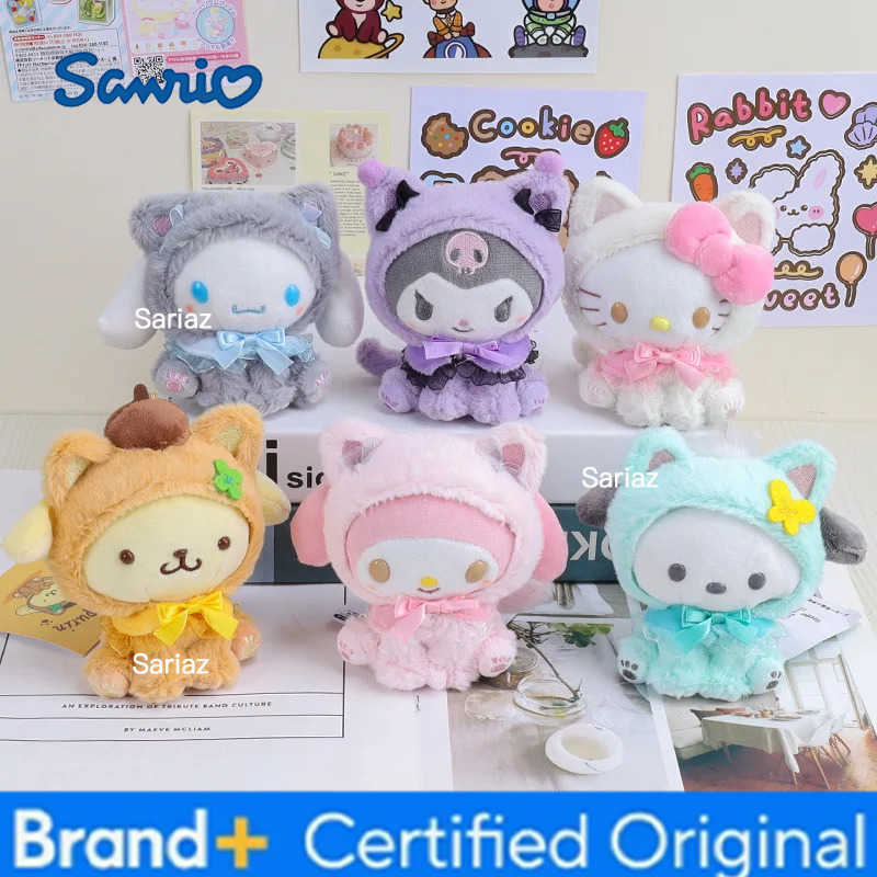 Sanrio Plush Keychain Hello Kitty Kawaii Kuromi Cartoon Key Chain Pendant Melody Cinnamoroll Pochacco Backpack Decoration Gifts H251225