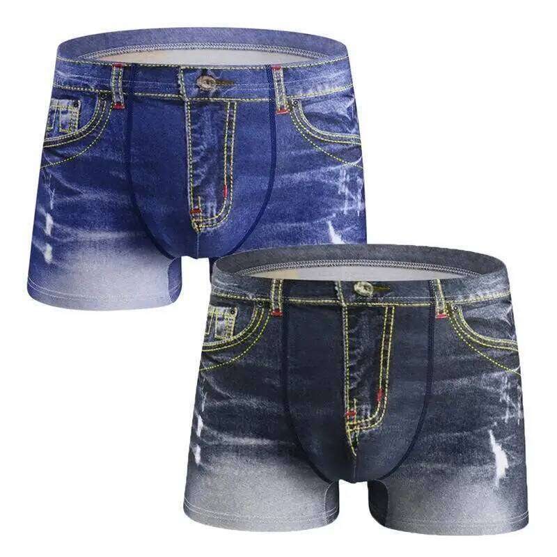 1PCS Men's underwear denim print U-shaped design, breathable boxer, men's comfort cotton X251225