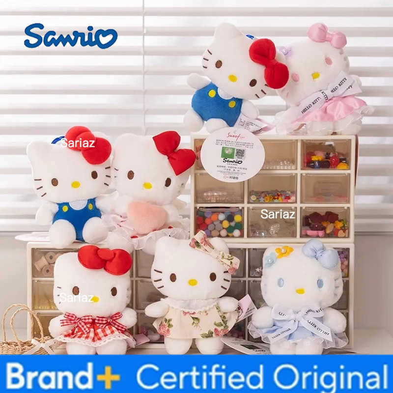 Sanrio Genuine Hello Kitty Cute Girl Keychain Car School bag Pendant Kids Plush Toys Keyring Plushier Birthday Thanksgiving Gift H251225