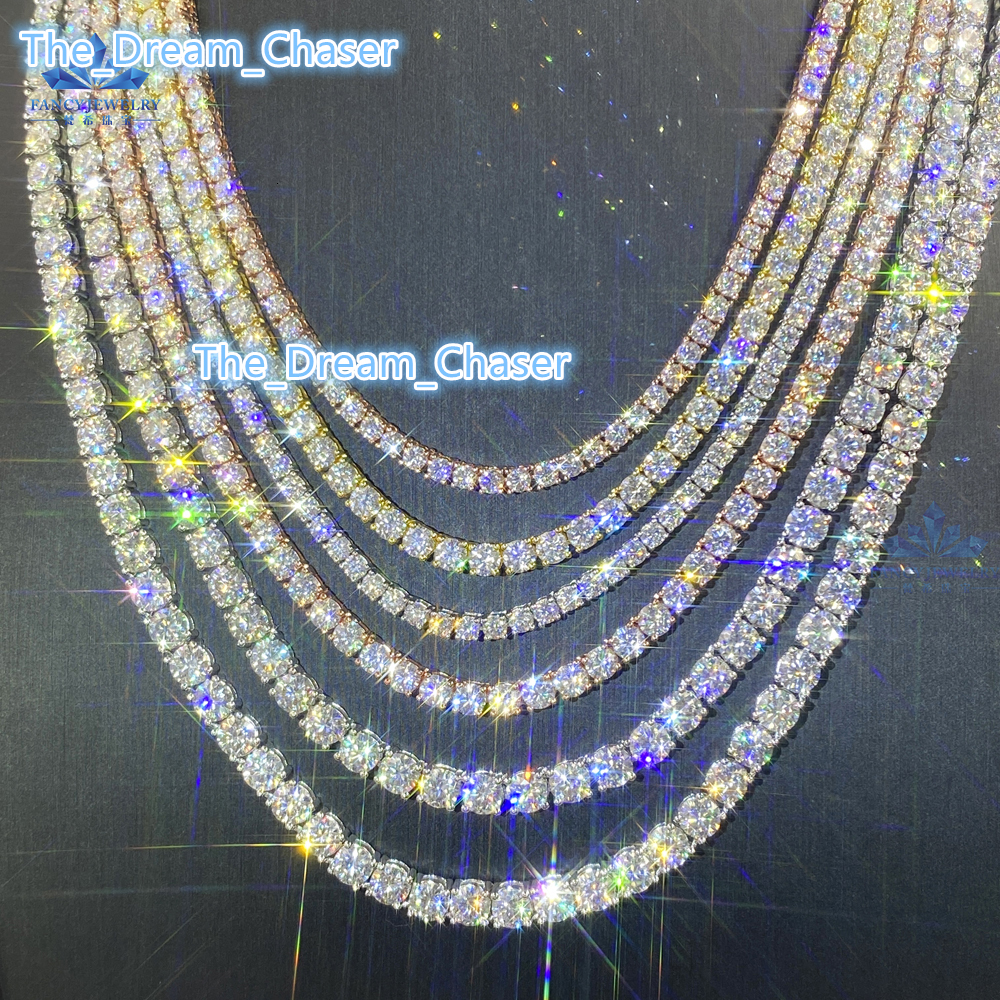 Custom 10K 14K 18K Moissanite Tennis Bracelet Lab Grown Diamond Chain 10k White Gold VVS 30mm Moissanite Bracelets