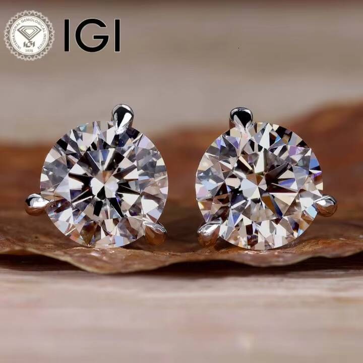 Luxury 14K 18K Gold Studs Earrings GIA IGI Certified Round Princess Brilliant Cut Lab Grown Diamond Earring Fine Jewelry