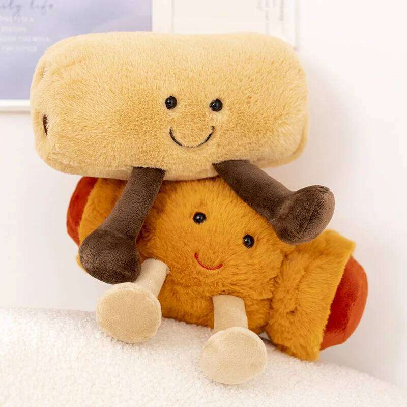 Cute Cartoon Breakfast Series Deep-Fried Dough Sticks/Cookie Bread/Sausage Bag Kawaii Plush Toys Children's Handmade Doll Gifts X251225