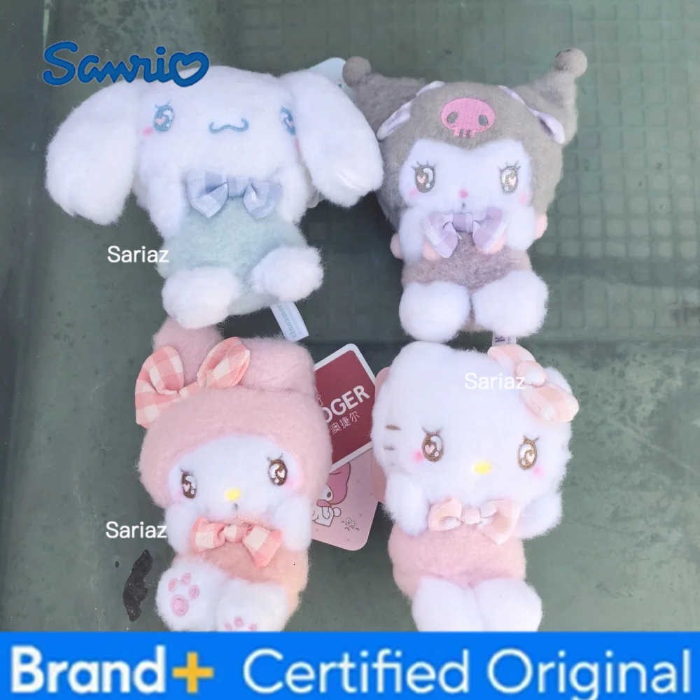 Sanrio Cute Melody Pochacco HelloKitty Kuromi Cinnamoroll Plush Pendant Girls Bag Backpack Car Stuffed Keychains Lovely Keyrings H251225