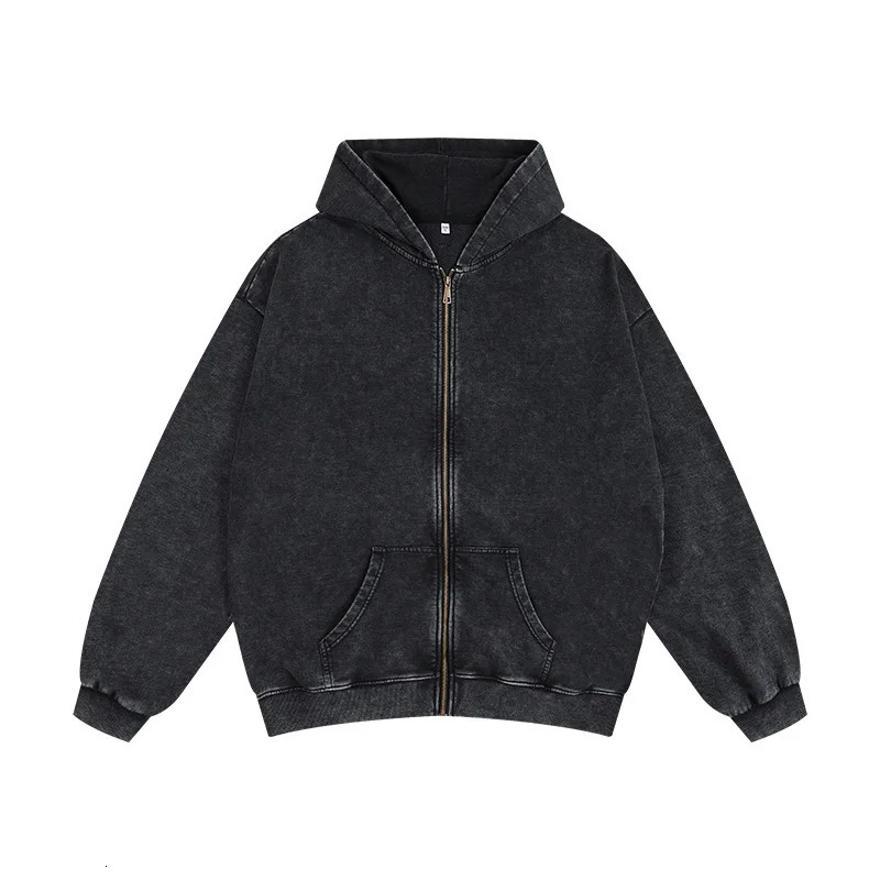 Washed and aged sweatshirt loose hoodie for young couples roundneck jacket zipup mens suit set 251225