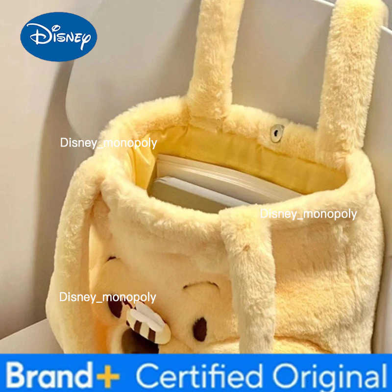 Disney 2025 New Autumn and Winter Large-capacity One-shoulder Tote Bag Winnie Bear Plush Bag Student Commuter Handbag H251225