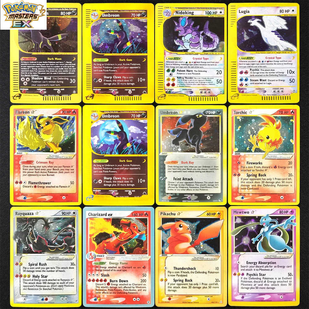 DIY Proxy PTCG English Umbreon Charizard Rayquaza Lugia Mewtwo Pikachu Torchic Espeon Gold Star Hobby Collection Flash Card Toy L251225G2JQ