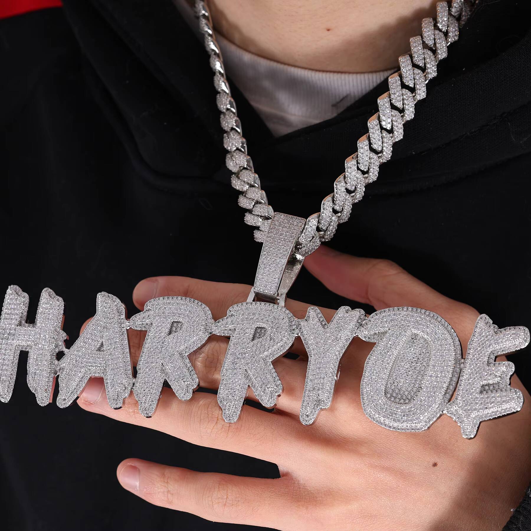 Hot Sale Hip Hop Name Custom Letter Chain Personalised Sparkling Italicized Cursive Name Pendant Necklace MoissaniteVVS Diamond Jewelry