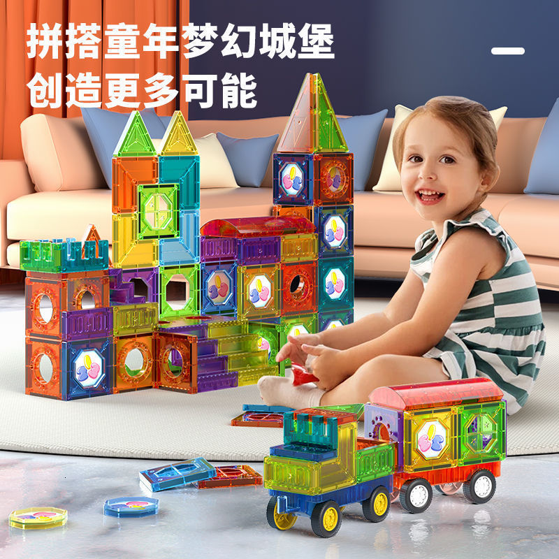 Childrens Colorful Window Magnetic Tiles Building Blocks Toys Assembly Baby Large Particles Puzzle Boys Girls Gifts