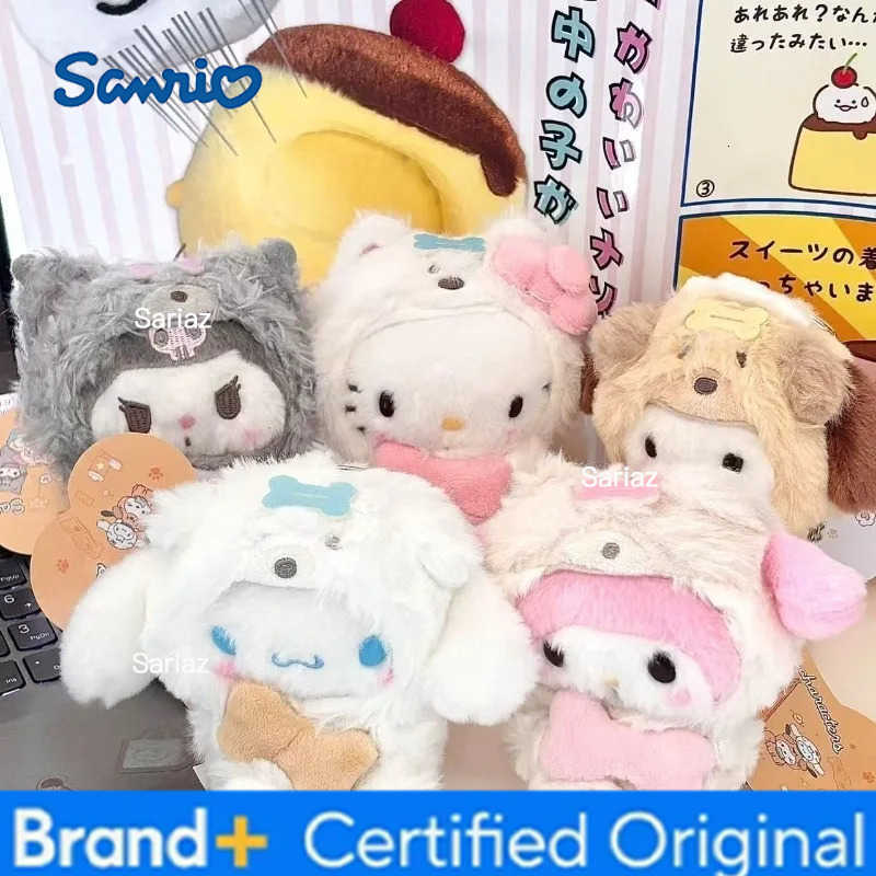 Sanrio Cute Kuromi Melody Fluffy Plush Toys Keychain kawaii Plush Pendant Long Tail Cinnamoroll Kitty Small bag Accessories toy H251225