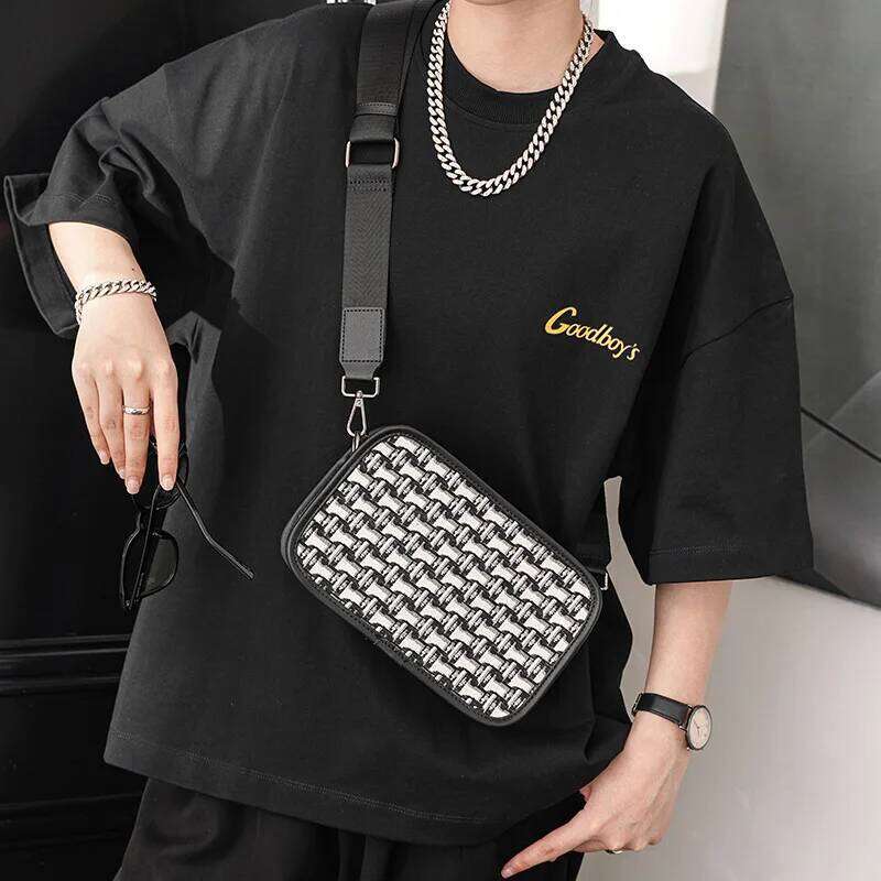Fashion Men S Brand Designer Jacquard Canvas Crossbody Bags For Men Small Square Shoulder Messenger Bag High Quality Luxury Bag
