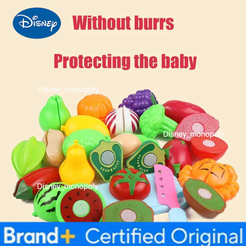 Disney Educational Toy Plastic Kitchen Toy Set Cut Fruit Vegetable Pizza Food Play House Simulation Toys Pretend Play Kids Toys Gifts H251225
