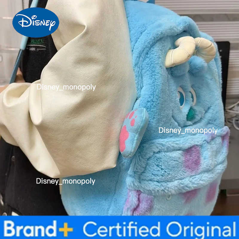 Disney New Cute Strawberry Bear Sullivan Backpack Ins Plush Junior and High School College Student Large-capacity School Bag H251225