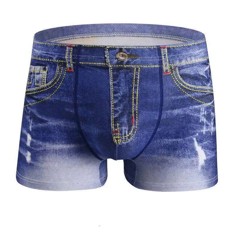 1PCS Men's underwear denim print U-shaped design, breathable boxer, men's comfort cotton X251225