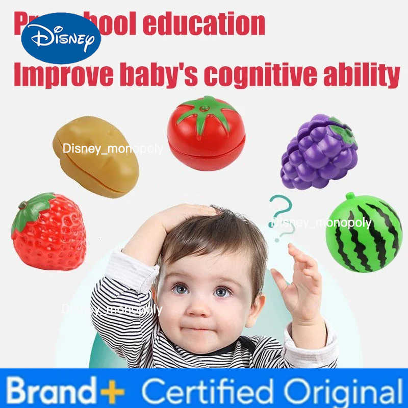 Disney Educational Toy Plastic Kitchen Toy Set Cut Fruit Vegetable Pizza Food Play House Simulation Toys Pretend Play Kids Toys Gifts H251225