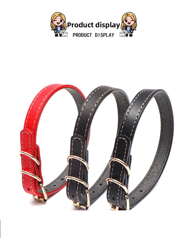 Adjustable PU Leather Dog Collar with Thick Soft Padding and Metal Buckle Safe Non-toxic Pet Collar