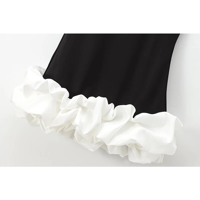 TFMLN Fashion Women Ruffle Pleated Dress Slim O-neck Sleeveless Backless Dresses Female 2025 Party Club Lady Vestidos 251225