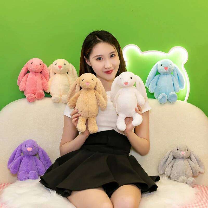 28cm Cute Bunny Rabbit Plush Long Ear Soft Stuffed Doll Girls Kids Baby Toy Kawaii Animal Birthday Gifts X251225