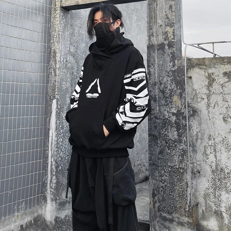 Punk Hoodie Men Fashion Creative Print Sweatshirt Pullover Harajuku Hip Hop Streetwear Tactical Functional Hoodies Techwear 251225