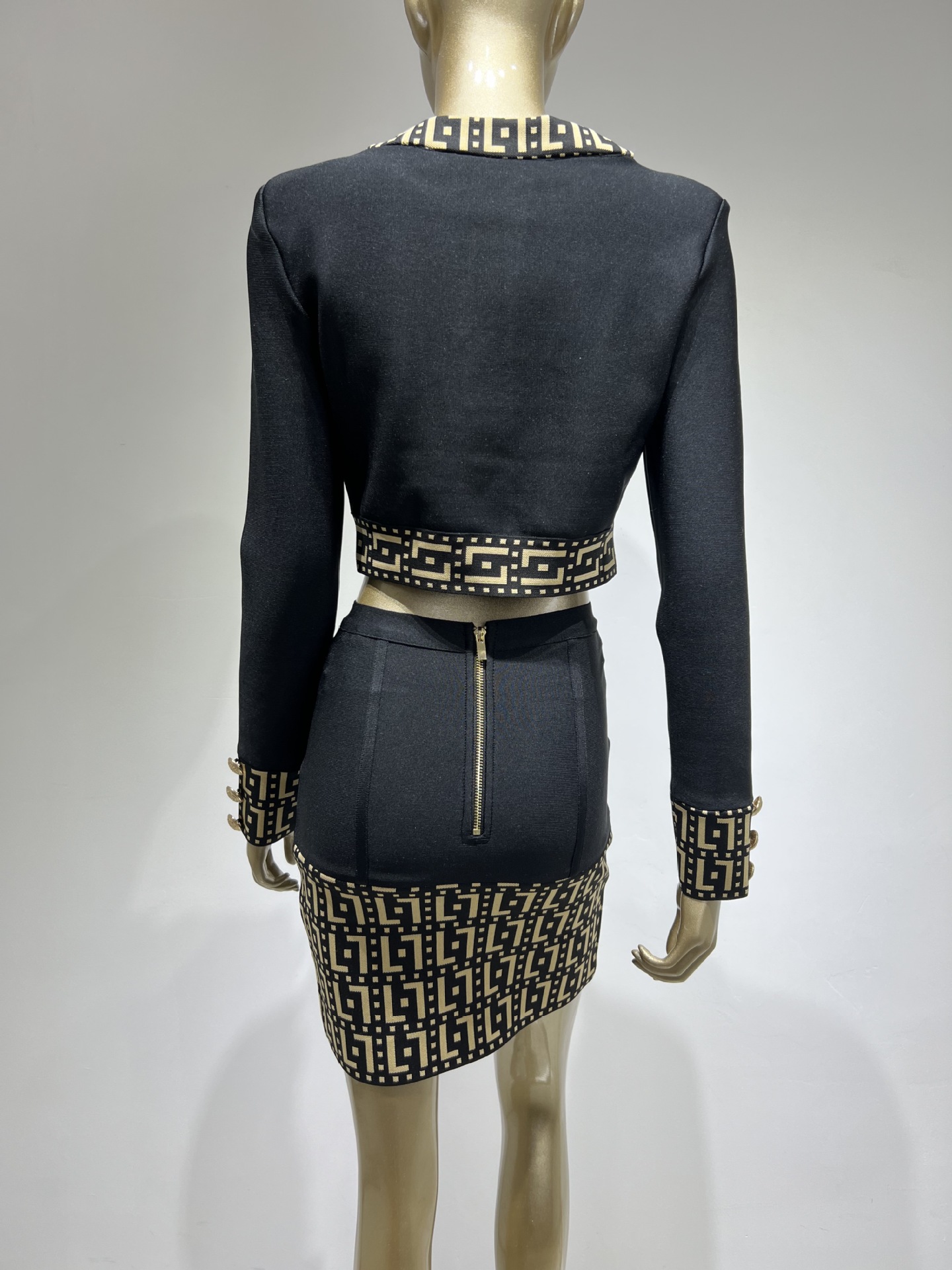 Two Piece Dress Spring Women Long Sleeve Button Sexy Bodycon Mini Skirts Coat Set Bandage High Street Celebrate Women's