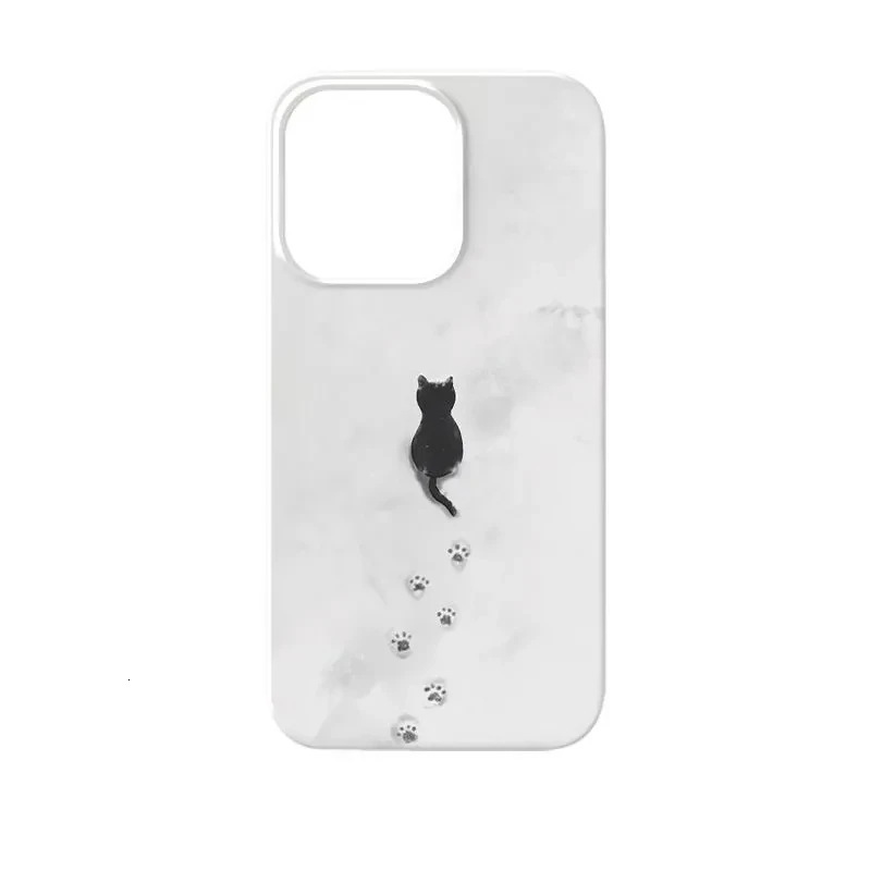 Snow Kitten Footprints Compatible with Apple iPhone 17/16 Pro Case 15 Jelly 13 Simple 14 Large Hole 12