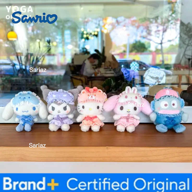 Sanrio 10Cm Cartoon Animation Hello Kitty Cinnamoroll Kuromi My Melody Eye Mask Plush Doll Keychain Kawaii Couple Backpack Pendant Gift H251225