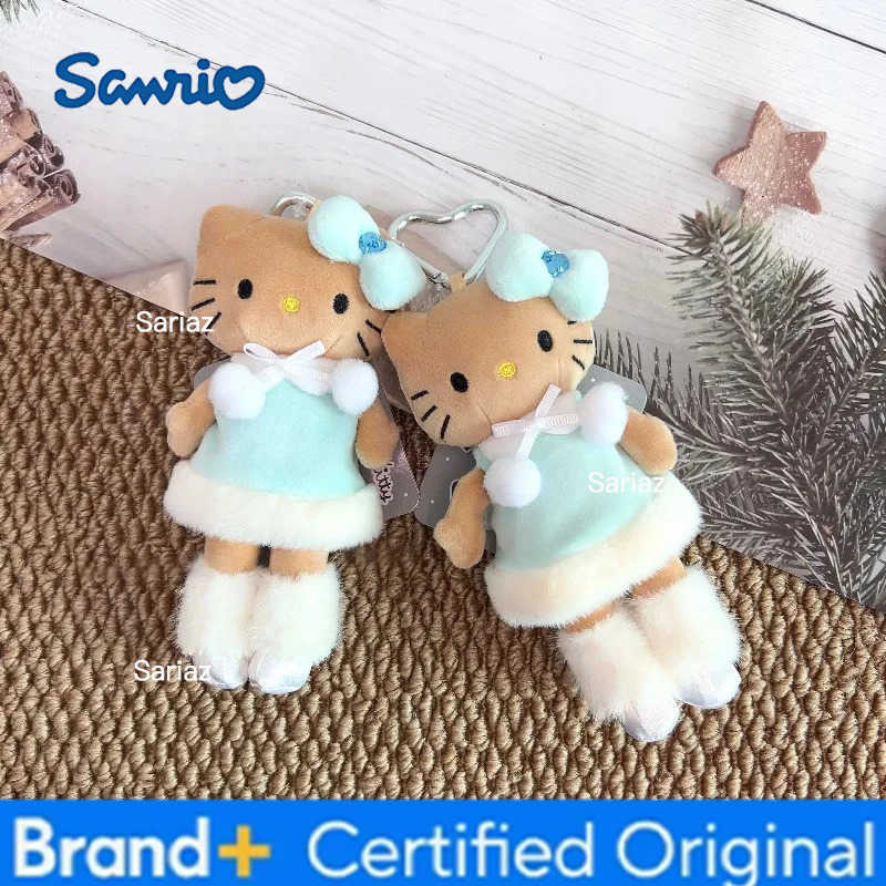 Sanrio New 15CM Kitty Plush Keychain Christmas Tree Long Legs Xmas Cartoon Santa ClausPlush Doll Backpack Charm Christmas Gift H251225