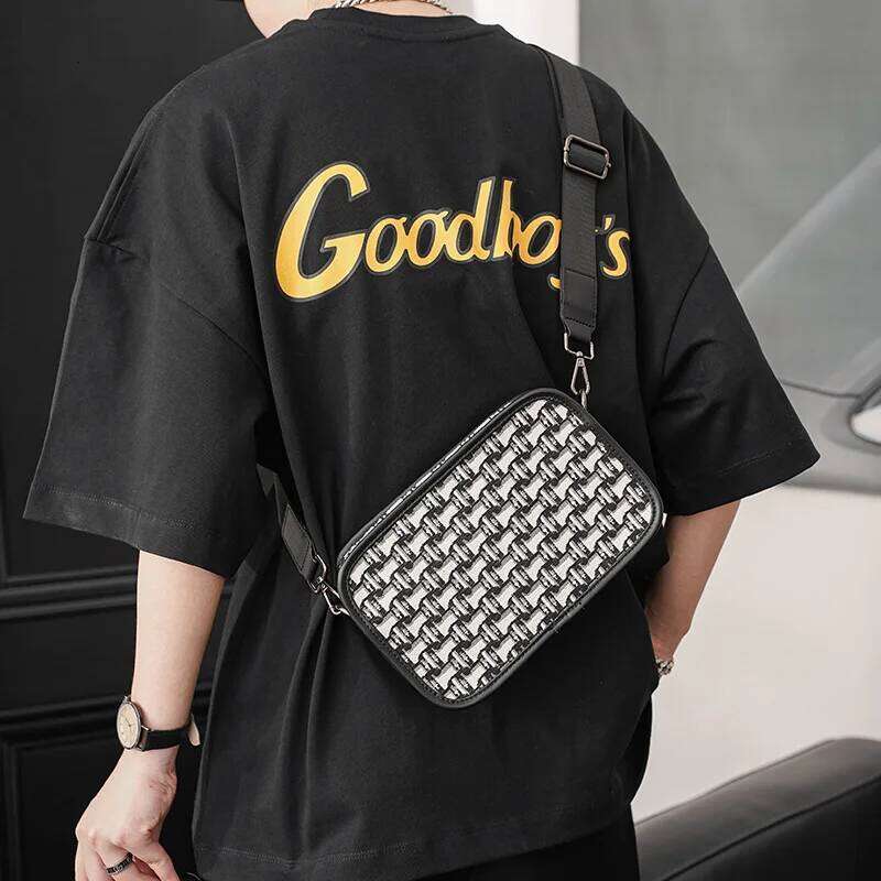 Fashion Men S Brand Designer Jacquard Canvas Crossbody Bags For Men Small Square Shoulder Messenger Bag High Quality Luxury Bag