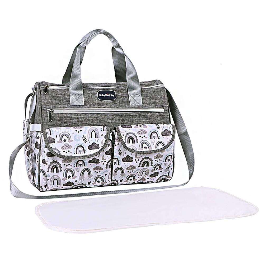 New Fashionable Cloud Prined Shoulder Mommy Muli-Funcional Large-Capaciy Cross-Body Moher and Baby Bag; Sachel Diaper Bag for Pregnan Women When Going