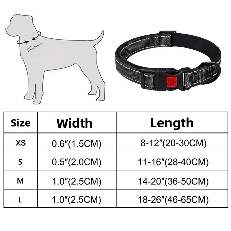 Durable Reflective Dog Collar Diving Material Multi Color Adjustable Pet Collar