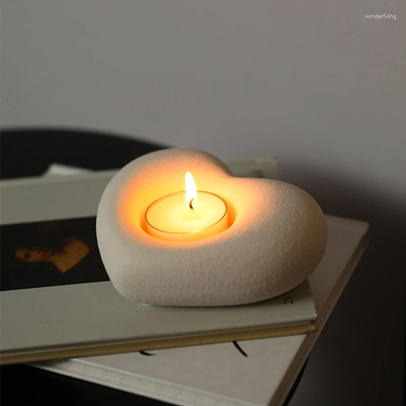 Candle Holders Heart Ceramic Valentines Holder Decor Love Candlestick Elegant Wedding Centerpiece & Tabletop Decorations H260310