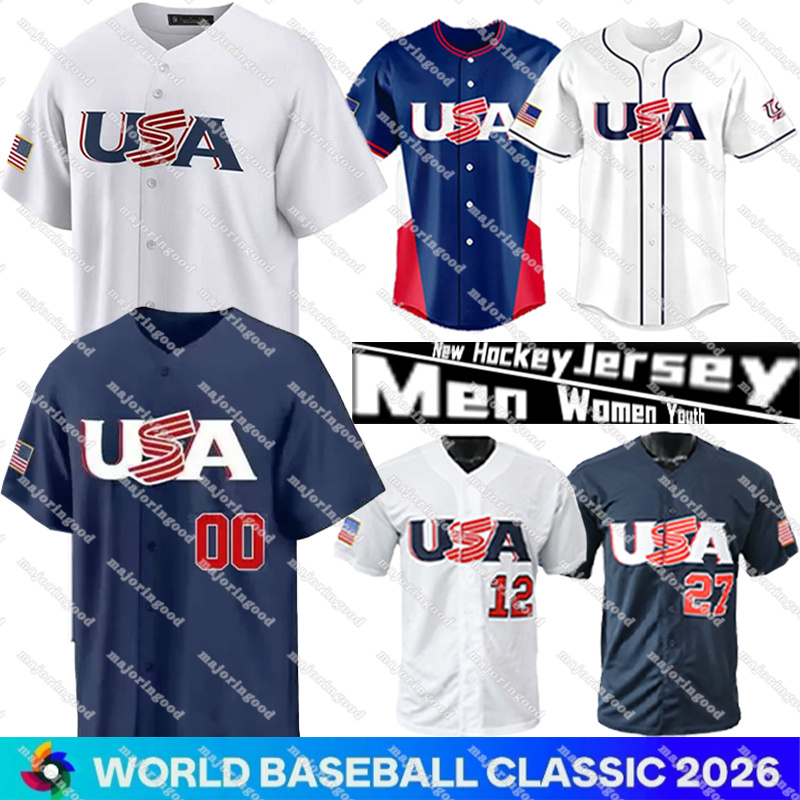 2026 WBC Team USA Baseball Jersey Aaron Judge Harper Mookie Betts Bobby Witt Jr. Corbin Carroll Paul Skenes Skubal Wheeler Webb Trout Merrill Schwarber Rutschman