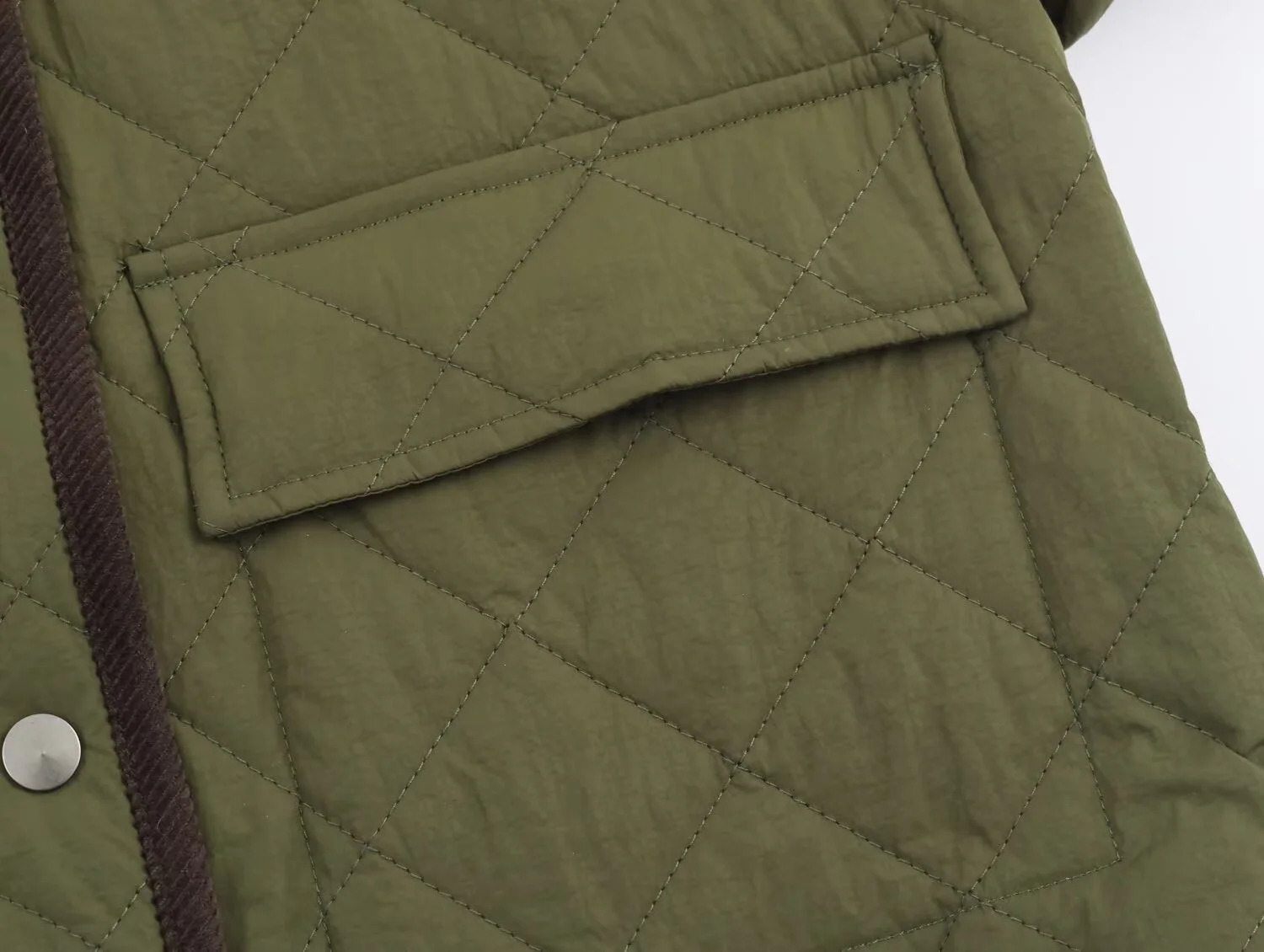 Winter Womens Casual Fashion Corduroy Quilted Nylon Lazy Style TurnDown Collar Long Sleeve Short Cotton Jacket 251225