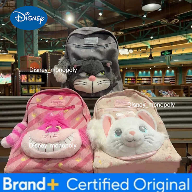 Disney Lucifer Marie Cheshire Cat Plush Woman Backpack Cartoon Cute Women Leisure Backpack Fluffy Figure Bags Large Capacity School Bag H251225