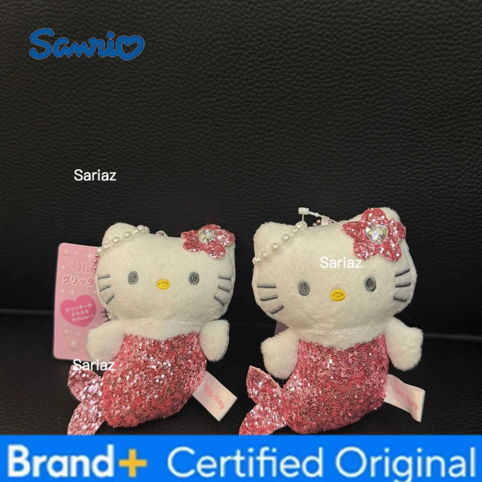 Sanrio Heiio Kitty Glitter Pink Mermaid Flowers Plush Toy Girl Bag Pendant Blue KT Stuffed Doll Keychain Decoration Holiday Gift H251225