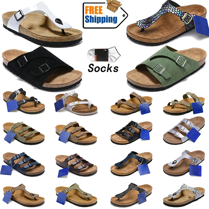 Designer fashion Clogs Sandals Clog Slippers Cork Flat Fashion Summer Slippers Genuine Leather Slide Favourite green Beach Casual Shoes Womens Mens Size 35-46