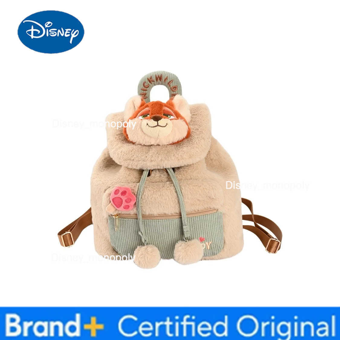 Disney Potdemiel Genuine Judith Nick Winter Language Plush Bag Cute Fashion Versatile Large Capacity Backpack GirlS Backpack H251225