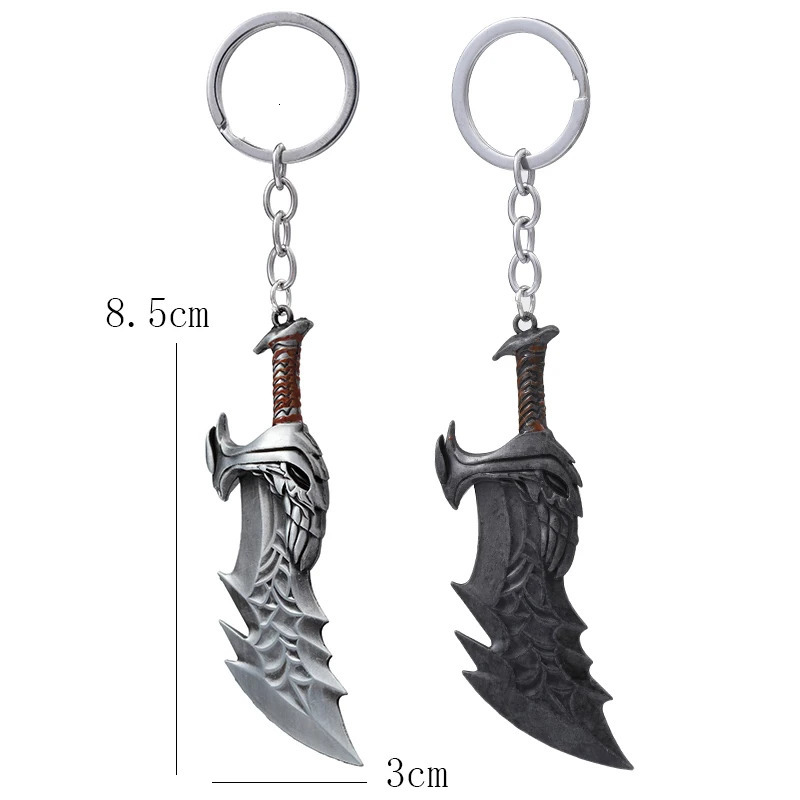 Fashion God Of War 4 Keychain Kratos Axe Demon Knife Weapons Model Key Chain Chaveiro Men Cosplay Keyring Car Accessory 251216