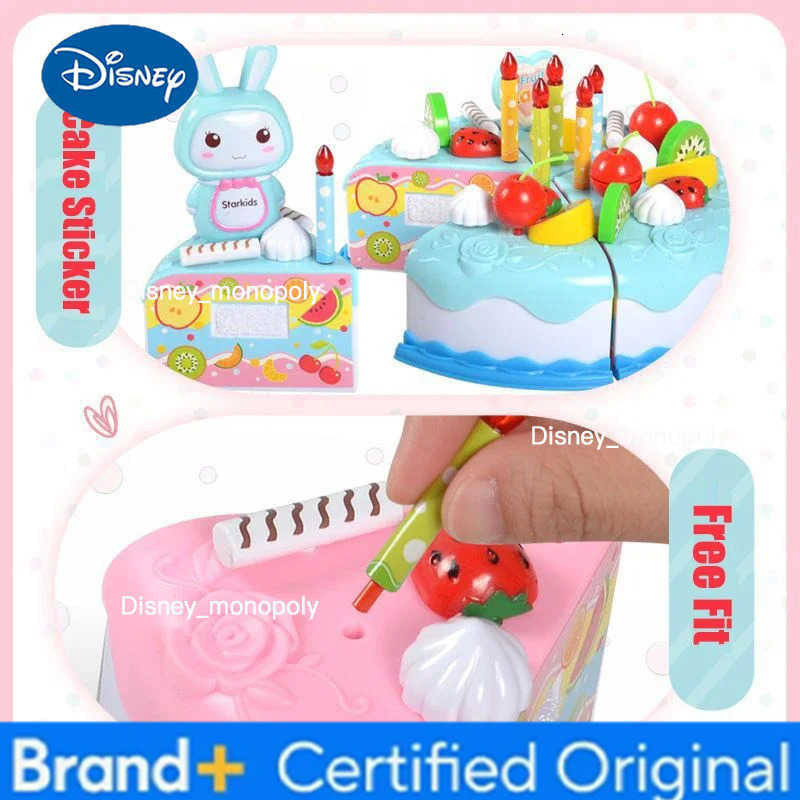 Disney Kids Toy Simulation DIY Birthday Cake Model Kitchen Pretend Play House Cutting Fruit Food Toy for Toddler Children Gift Boy Girl H251225
