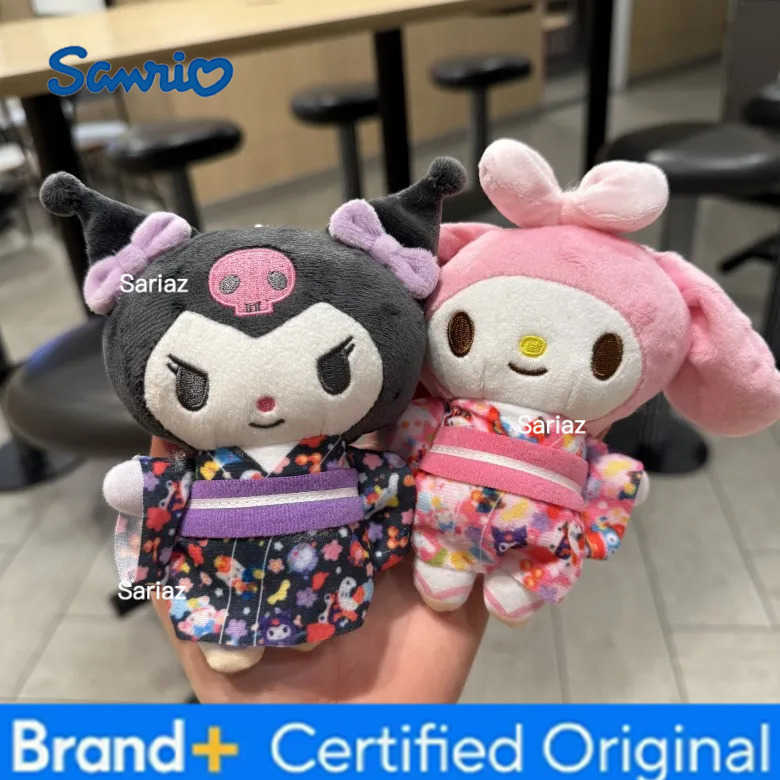 Sanrio Hello Kitty Melody Sakura Kimono Plush Doll Kawaii Kuromi Stuffed Plush Toy Backpack Pendant Keychain Girls Holiday Gift H251225