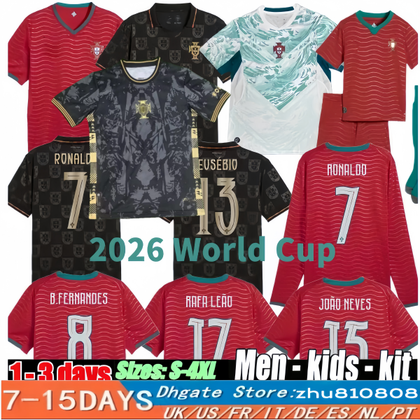 2026 World Cup Soccer Jerseys Portuguesa Ronaldo JOAO FELIX BERNARDO B. FERNANDES PEPE 25 26 27 Maillot Portugal Football Shirt Team Men Kids Kit