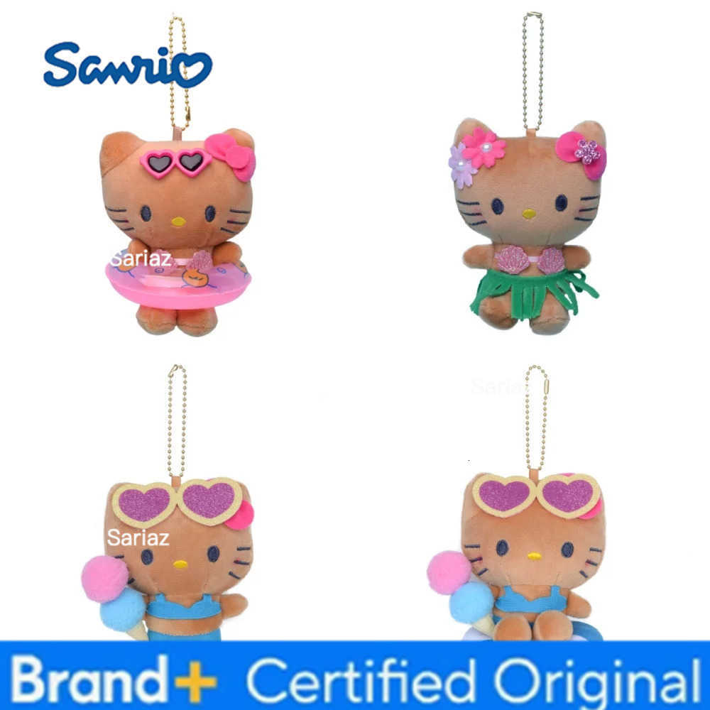 Sanrio Hawaii Hellokitty Keychain Plush Toy Doll keyring Backpack Pendant Comfortable And Soft Girls Toy Gift H251225