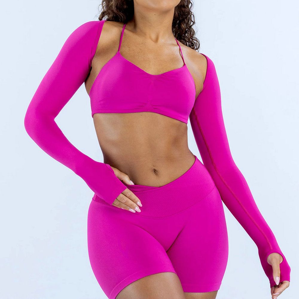 Sport Shrug Women Yoga Long sleeve With Thumb Holes Soft Material Sculpting Highlights Fitness Workout Tops Bolero Style Front Open Back Clothes Sportswear