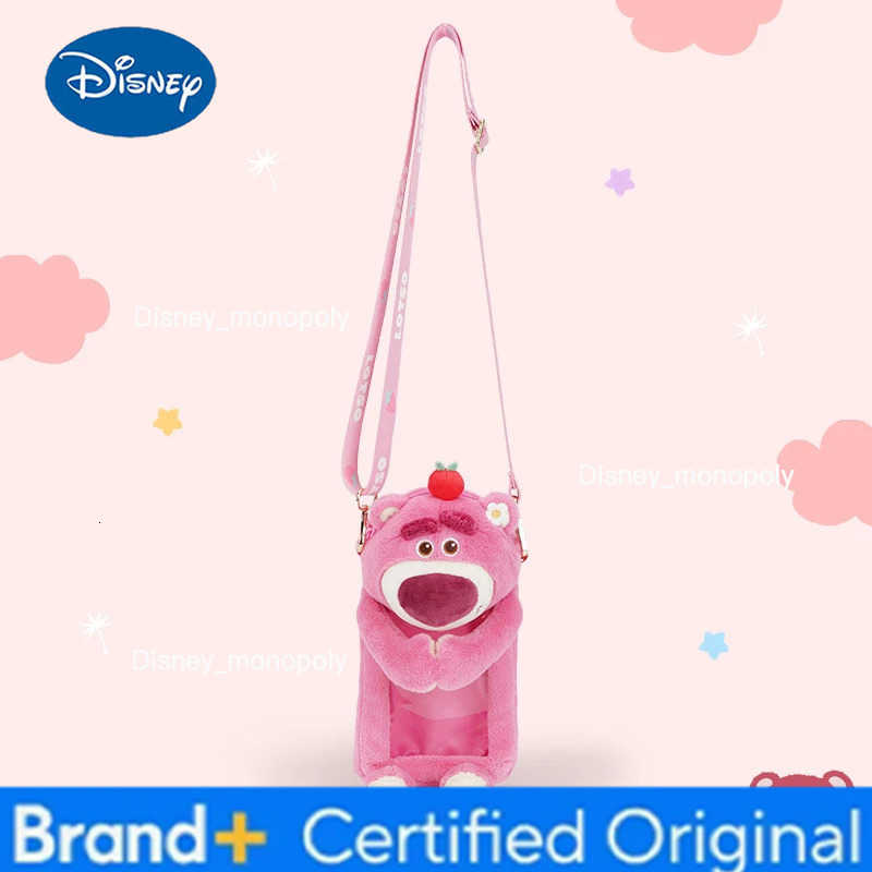 Disney Strawberry Bear Crossbody Bag Cute Cartoon Anime Figure Plush Doll Daily Travel Mobile Card Bag Transparent Birthday Gift H251225