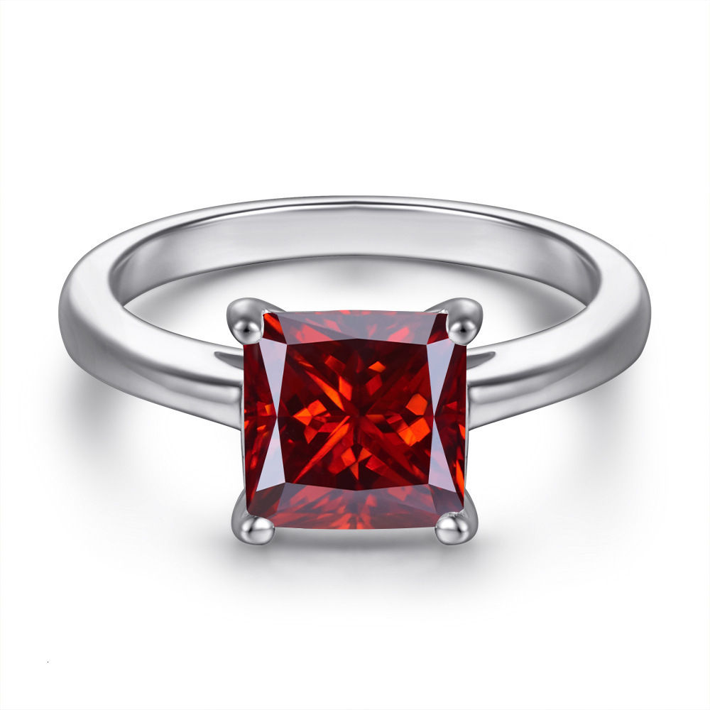 Princess Cut Diamond Ring Silver Plated 18K White Gold Irregular Cushion Shape Fashion Classic High-end Ring