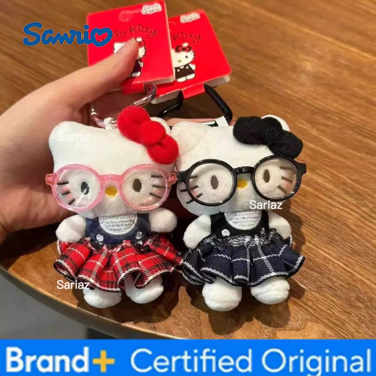 Sanrio Hello Kitty Kawaii Super Cute Glasses Doll Bag Decoratio Cartoon Cute Plush Doll Keychain Giving Christmas Gifts To Girls H251225